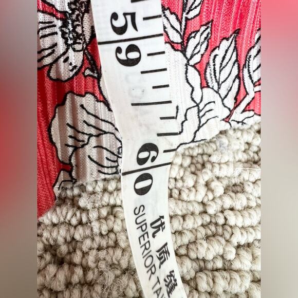 Free People Fresh Fields Pleated Jumpsuit Orange white floral crinkle flutter L - Picture 12 of 16